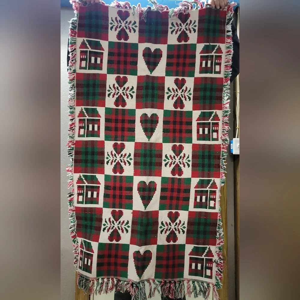 Vintage Christmas Holiday Tapestry Blanket